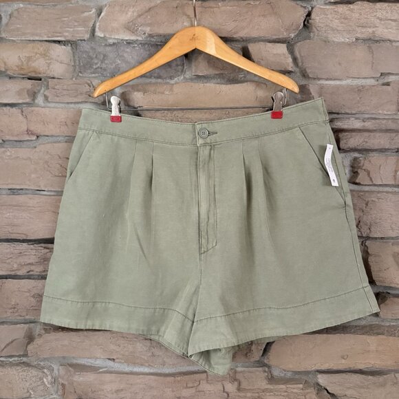 Joie Women’s Pleated Shorts Faded Cactus Green Sz XL NWT MSRP $158 Cotton Linen - Picture 4 of 11